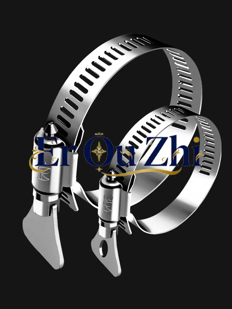 304 Stainless Steel Handle Throat Hoop Hand Screw Clamp Hoop Pipe Hoop Water  Fixing Clamp Pipe Card