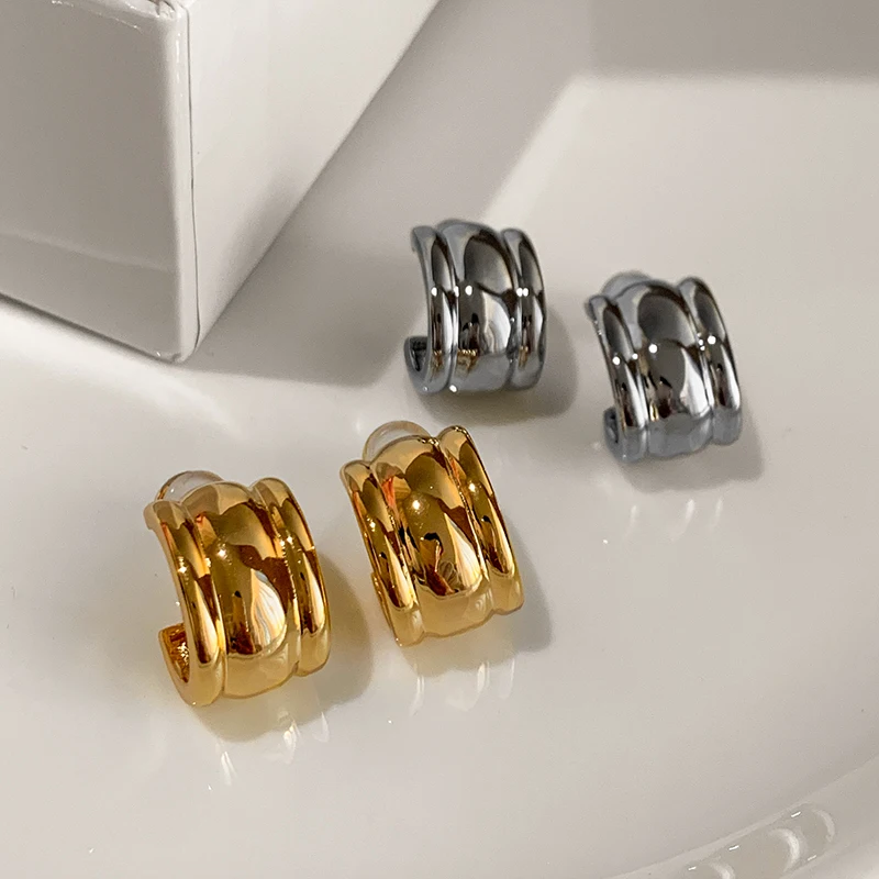 

Brass Small Size Rugged Hoop Earrings Women Jewelry Punk Party T Show Gown Runway Korean Japan INS