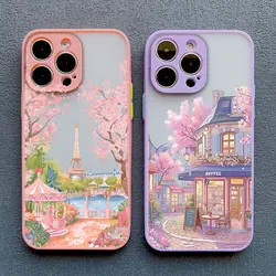 Fine Cartoon Purple Streetscape Phone Case For iPhone 17 16 Pro Max Plus 15 14 13 12 11 Pro Max Mini XR XS X 7 8 Plus Back Cover
