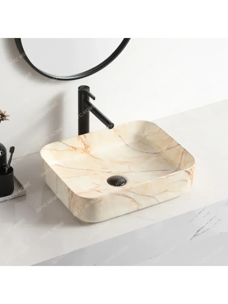 Table Hand Washing Single Basin Bathroom Ceramic Integrated Sink Small Size Art Basin Household Basin