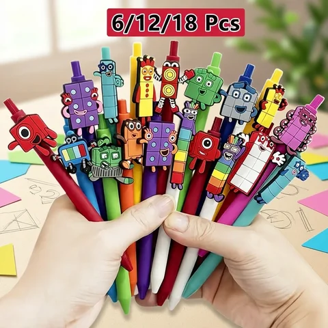 6/12/18 Building Block-Shaped Pen Cute Number Building Block Ballpoint Pen Black Ink Fun writing tool with playful design
