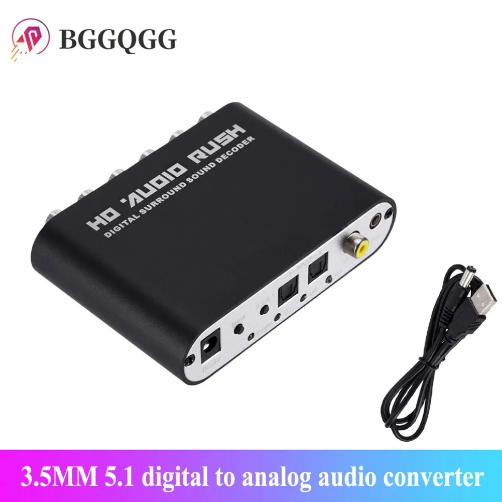 BGGQGG 5.1 Digital To Analog Audio Converter USB DAC Digital To Analog Decodificad Optical SPDIF Coaxial AUX 3.5mm To 6RCA Sound