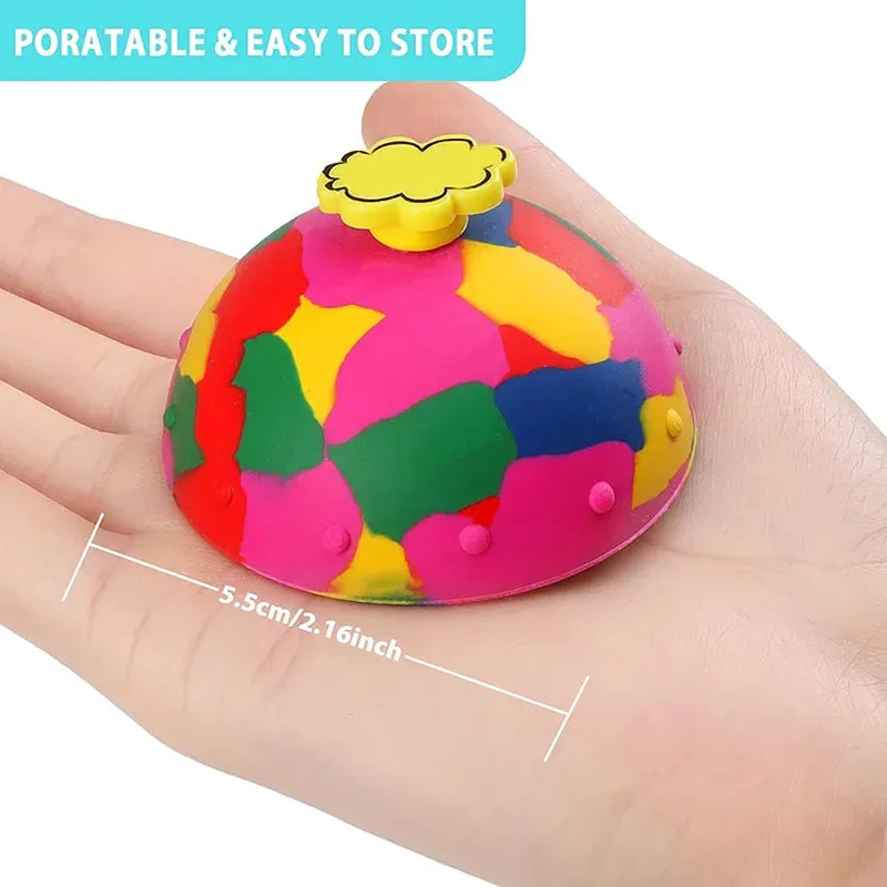 Hip Hop Jump Half Side Bouncing Ball Anti Stress Fidget Toys For Kids Outdoor Fun Camouflage Spinning Bounce Bowl Fingertip Top