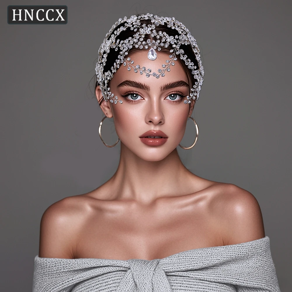 YouLaPan HP471 Rhinestone Bridal Headband Big Flower Shape Headdress for Women Crystal Hollow Wedding Headpiece Zircon Headwear