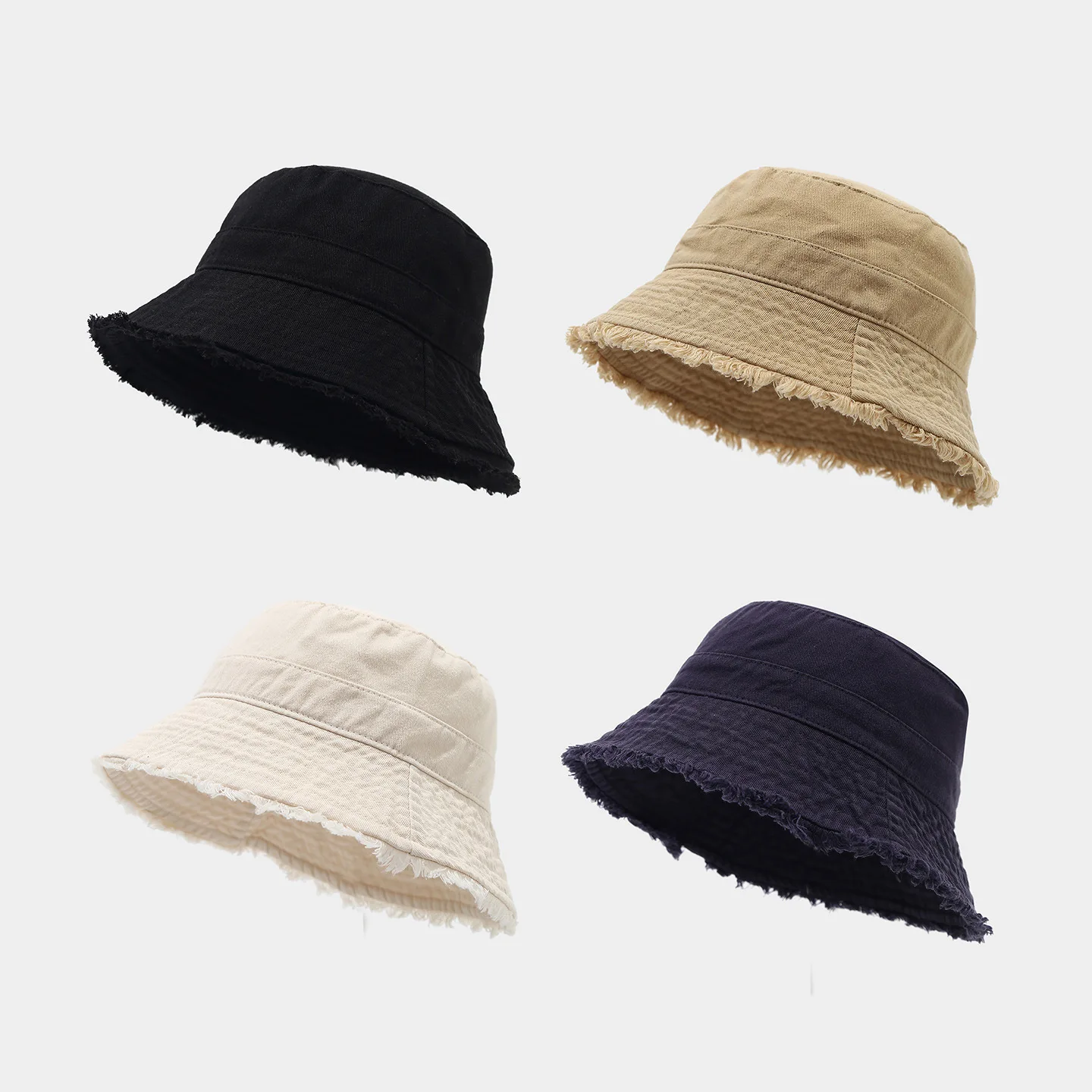 Bucket Hat for Women, Vintage Sun Hat with Raw Edge, Casual Wide Brim Cap for Outdoor Daily Wear