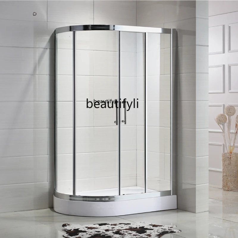 Arc fan 3C tempered glass, simple shower room, partition bathroom and bath room