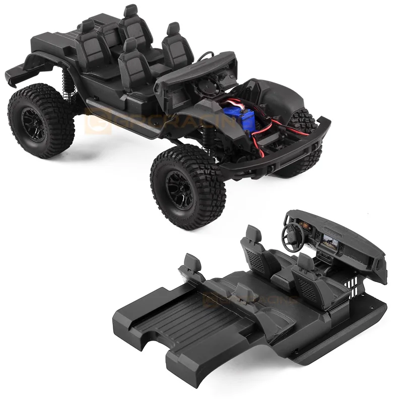 Siège de contrôle central de cockpit simulé, intérieur avec moteur, ventilateur de refroidissement pour voiture inoler 1/18 RC, Traxxas TRX4M Bronco, pièce de mise à niveau