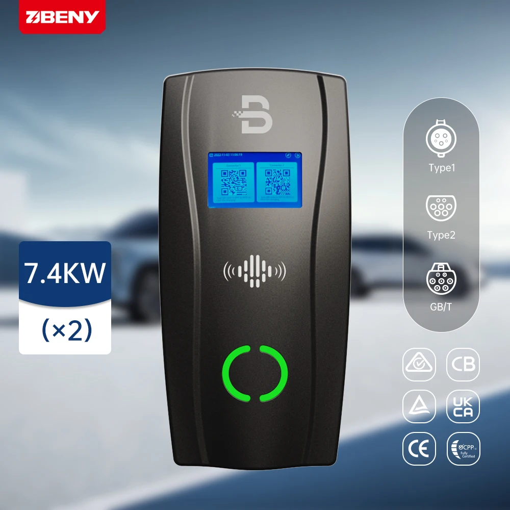 

BENY Commercial OCPP AC EV Charger Wallbox 2*7.4kw Outdoor AC EV Charging Type 2 Type1 GB/T 32A IP55 Smart EV Charging Station
