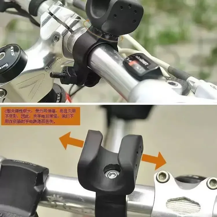 Fietsstuur Zaklamp Cliphouder Rijstuur Universele 360 graden roterende fiets LED-zaklamp Mount Clamp Grip Bracket