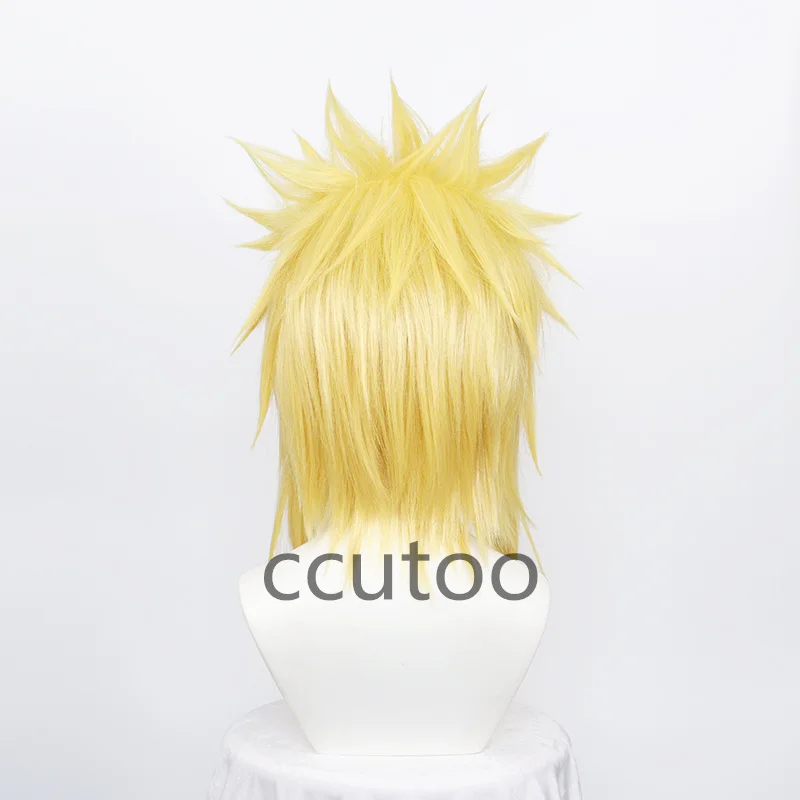 Ccutoo สังเคราะห์ Wigs ทอง Namikaze Minato สั้น Fluffy Layered Cosplay Wigs อะนิเมะฮาโลวีนเล่นบทบาท + ตาข่ายคลุมผมสำหรับใส่วิก