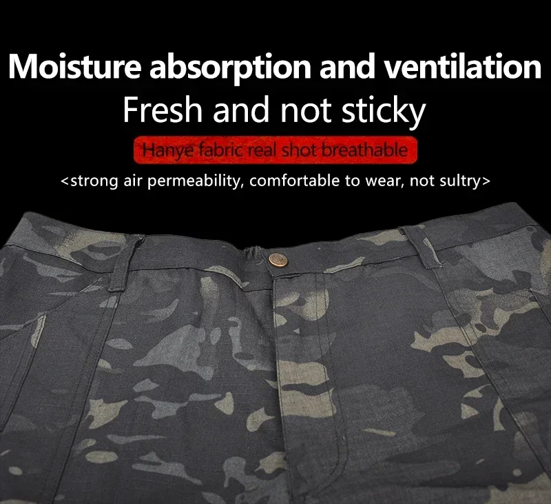 Tactical Pants US Camo Hunting Clothes Camping Cargo Pants Waterproof Joggers Combat Trousers Black