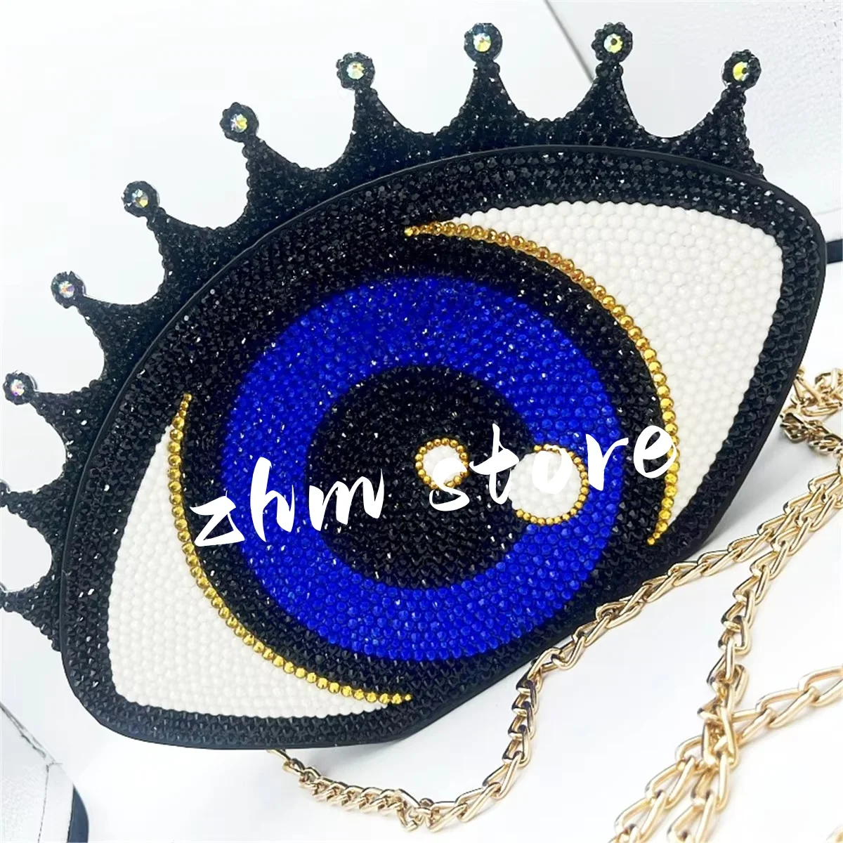 

Customized DIY Handmade Bling Rhinestone Evil Eyes Luxury Women Bag,Crystal Shopping/Festival/Party Accessories Props