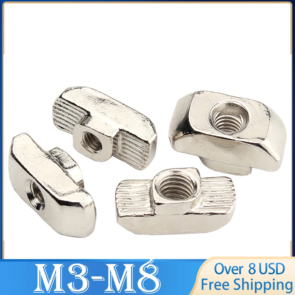 10 pcs T Slot Nut M3 M4 M5 M6 M8 T Nut Hammer Sliding Head 3D Printer Parts Fastener Connector 2020 3030 4040 Aluminum Profile