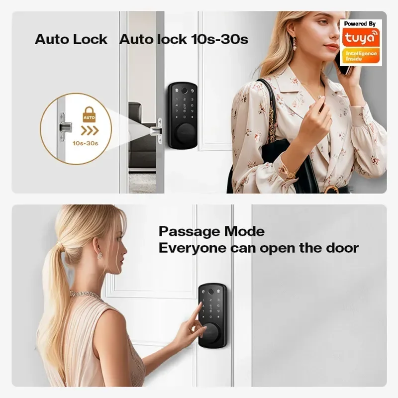 Indoor Wooden Door Fingerprint Lock Single Latch Password Smart Lock APP Remote Control