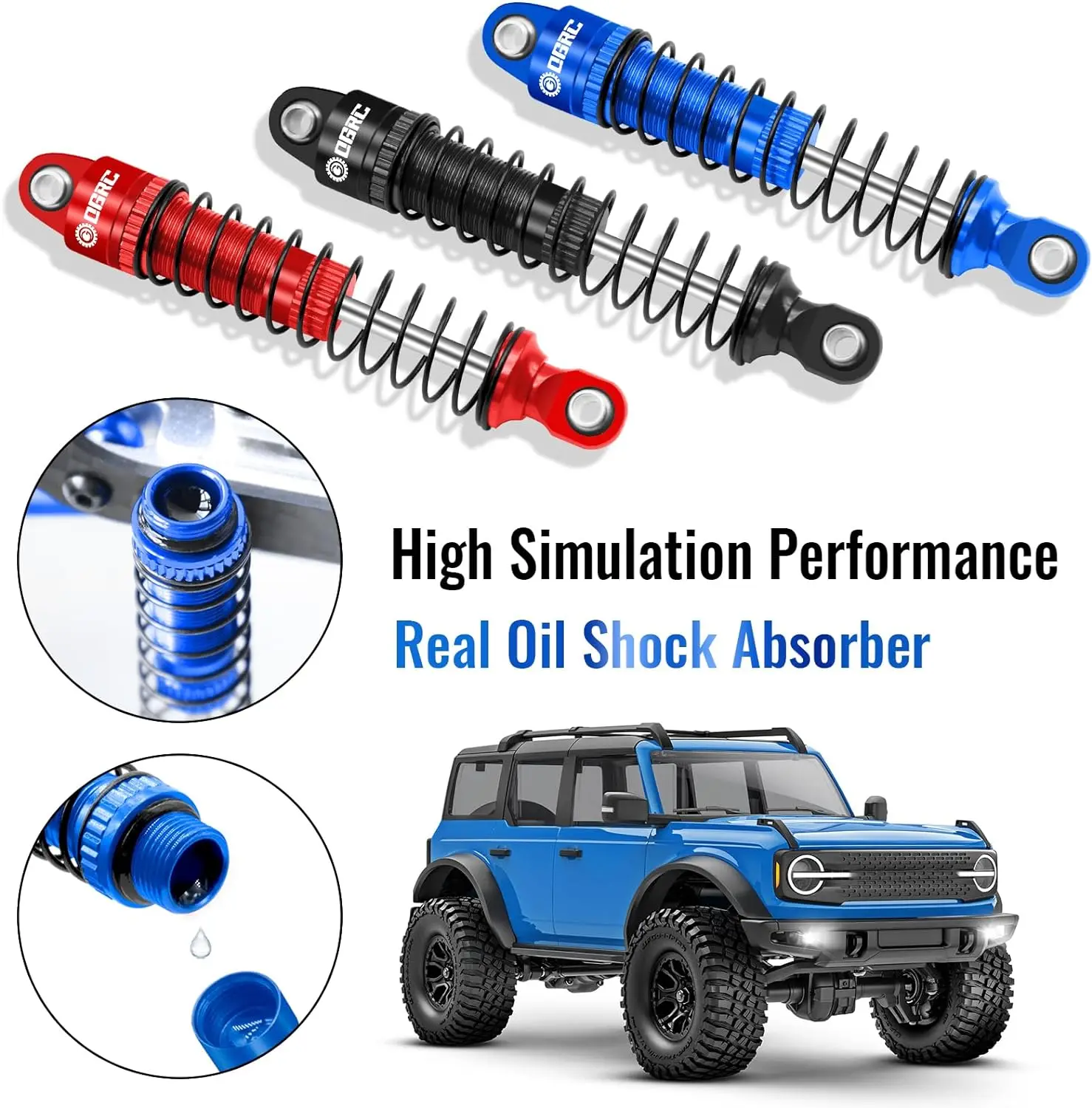 Esilun 60Mm Schokdemper Met Olieschroefdraad Schokdemper Met Schroefdraad Voor Trx 4M 1/18 Rc Crawler Auto Upgrade Accessoires