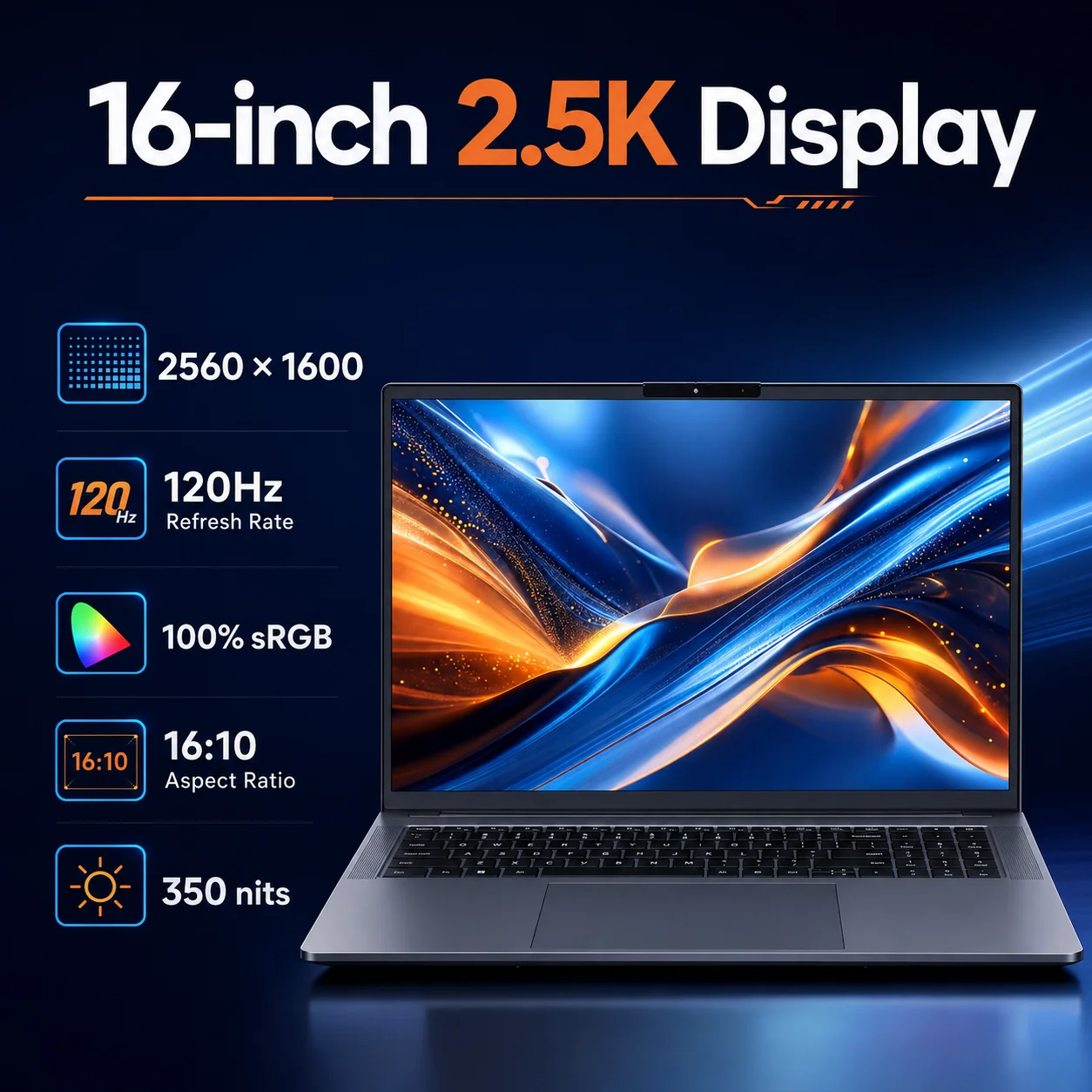 Ninkear N16 Pro 16″ Qhd 120Hz Laptop for Work & Study, Core I7-12700H, 16Gb Ddr4, 1Tb Ssd, Iris Xe, Wi-Fi 6, Windows 11