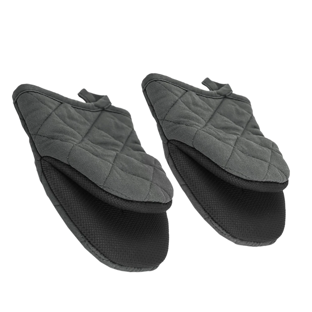 

Heat resistant Oven Gloves for Cooking Microwave Grey Kitchen Mitts Easy Clean Hanging Design Insulation BBQ Use