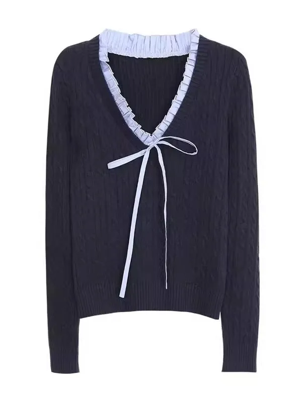 Pull tricoté pour femmes, collège coréen Sle v-ne, automne hiver, Slim Fit, vêtements intérieurs, haut de haute qualité, personnalité Unique