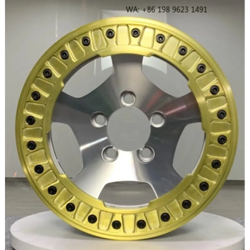 High end customized wheel hub Multiple Inch deep concave forged alloy rims, 5x3 PCD gold polished finish, single piece sporty