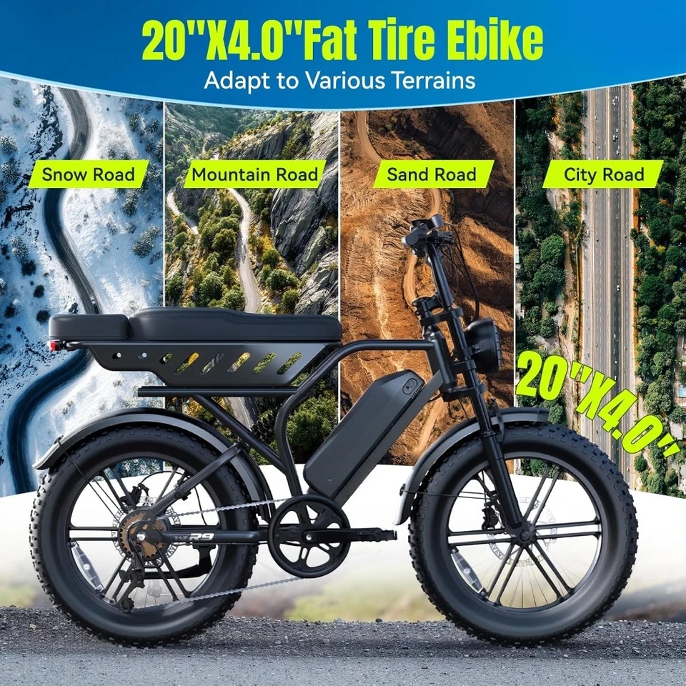1500W Peak Electric Bike for Adults 48V 15AH Removable Waterproof Battery 28 MPH 20 Off-Road Ebike 7 Speed UL 2849 image 6