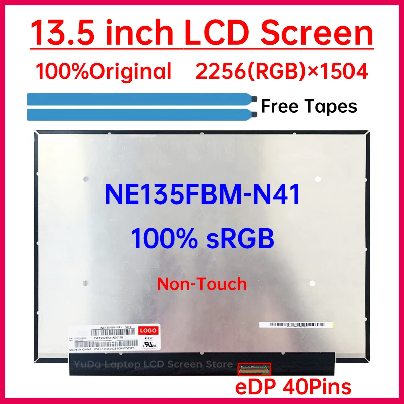 13.5 Inch Laptop LCD Screen NE135FBM N41 NE135FBM-N41 V8.0 V8.1 Display Matrix Panel 2256x1504 100% sRGB eDP 40 Pins Non-Touch