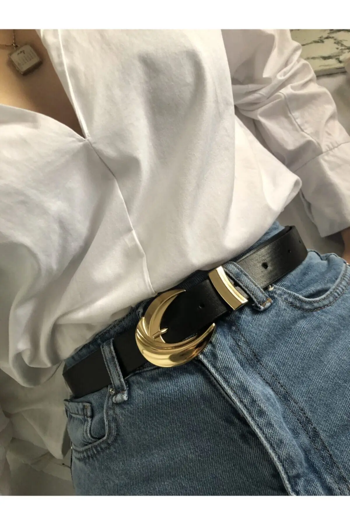 Women Vintage Gold Buckle Belt