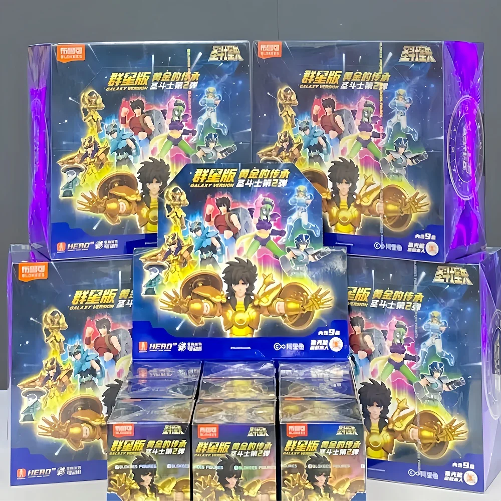 

Новый Blokees Saint Seiya Galaxy Version 02, слепая коробка, аниме-игрушки, золотая ткань, Aiolos Shura Ikki Shun, подвижная модель, подарки