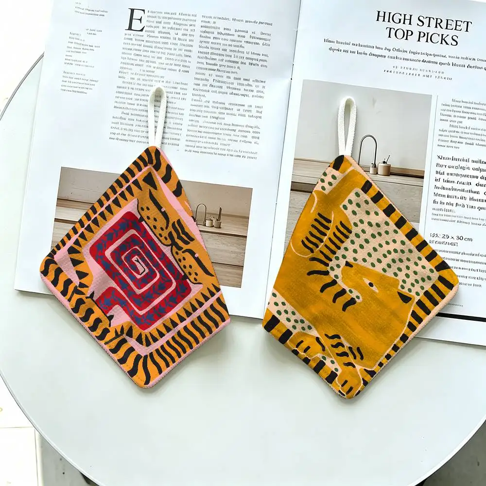 Ancient Egypt Tiger Leopard Polyester Cotton Hand Wiping Towel, Hanging Design, Durable for Household Restaurant Toilet Use