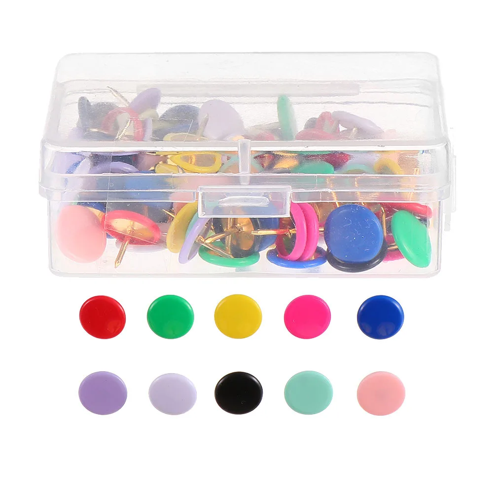 

200Pcs Mixed Color Plastic Thumbtacks Flat Head Push Pins Pointed Tips Easy Insert for Photo Wall Cork Board Office School