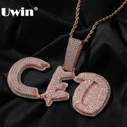 UWIN Customized Cursive Name Pendant Necklaces Iced Out CZ Letters Necklaces for Hip Hop Rappers Fashion Jewelry
