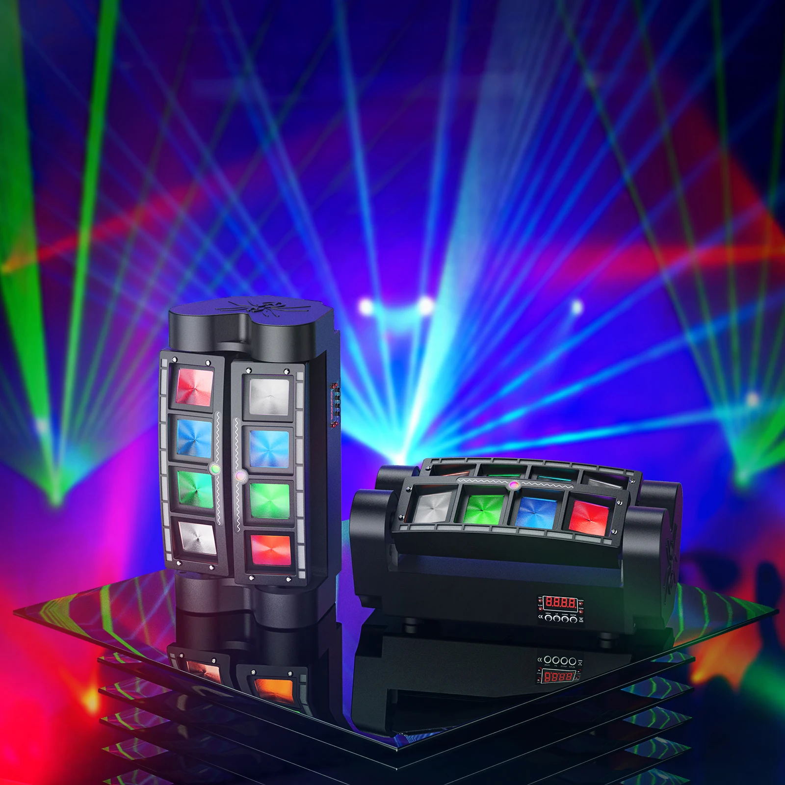 U'King 2 Stück Mini Spider Moving Head Light DMX512-Steuerung RGBW Beam LED Bühnenbeleuchtungseffekt für DJ Disco Party Show Hochzeit