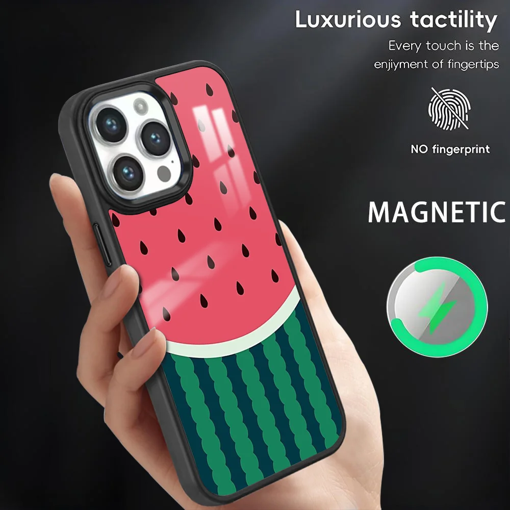 

Watermelon Summer Fruit Phone Case For iPhone 16 15 14 13 12 11 Pro Max Plus Mini Magsafe Magnetic Wireless Charging PC Cover