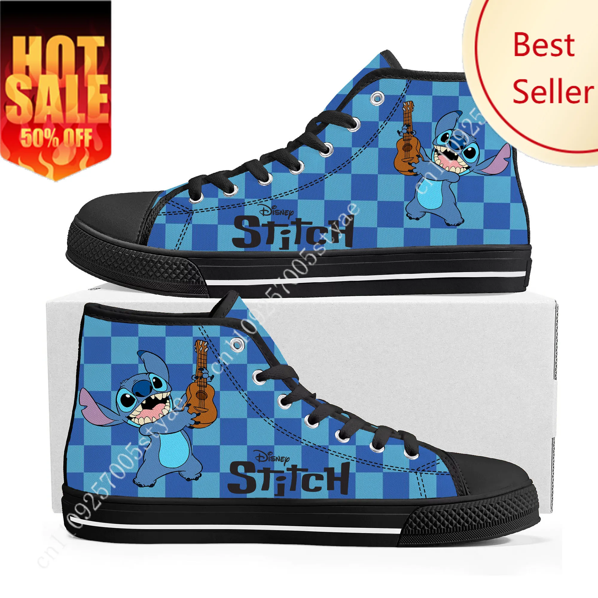 

Stitch High Top Sneakers Disney Cartoon Movie DIY Decorate Shoes Design Your Photo Party Holiday Gifts Custom Shoe