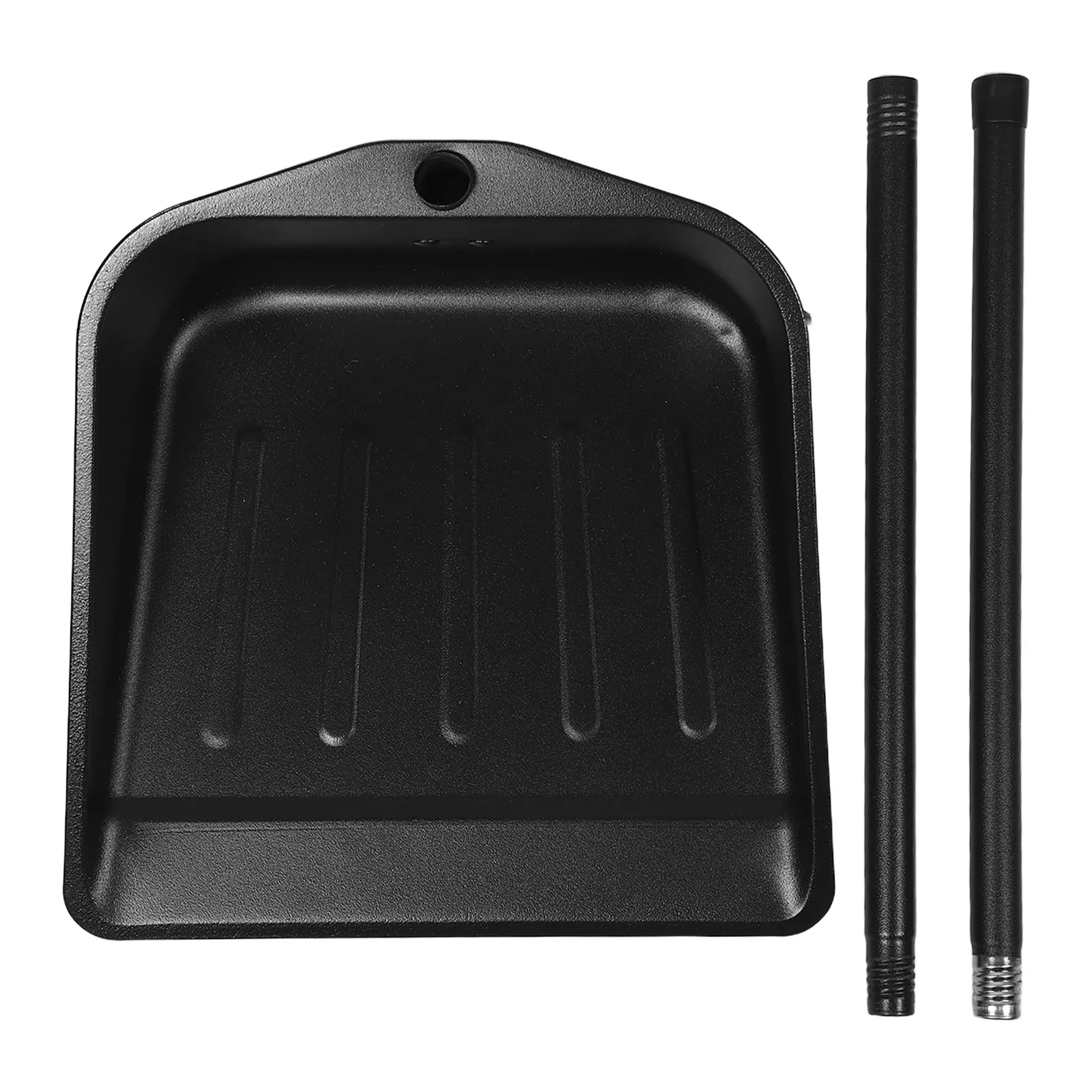 Heavy Duty Metal Dustpan with Long Handle Wide Mouth Upright Standing Large Capacity for Home Garage Workshop