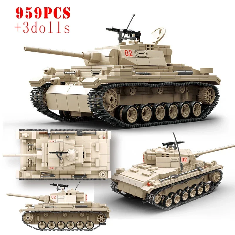 Military World War Russian T-34 KV-1 Heavy Tank Building Blocks Panther Sherman WW2 Tiger Panzer Maus Tanks Bricks Kid Toys Gift