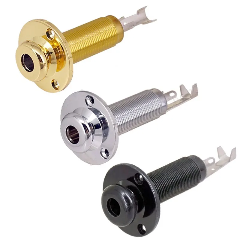 1Pcs Messing 1/4 "6,35 Strap Lock Pin Jack Ende Ausgang Eingang Buchse Für Bass Akustische Elektrische Gitarre Zubehör teile – Detail 1
