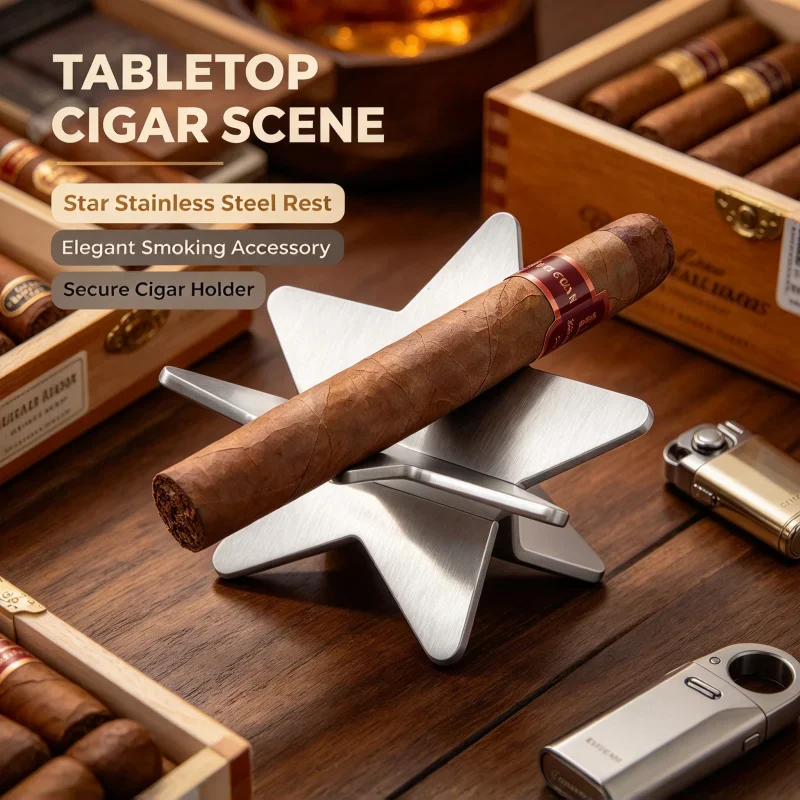 Stainless Steel Cigar Display Stand, Star Shaped Detachable Portable Cigar Holder, For Cigar Collectors, Elegant Smoking Gadget