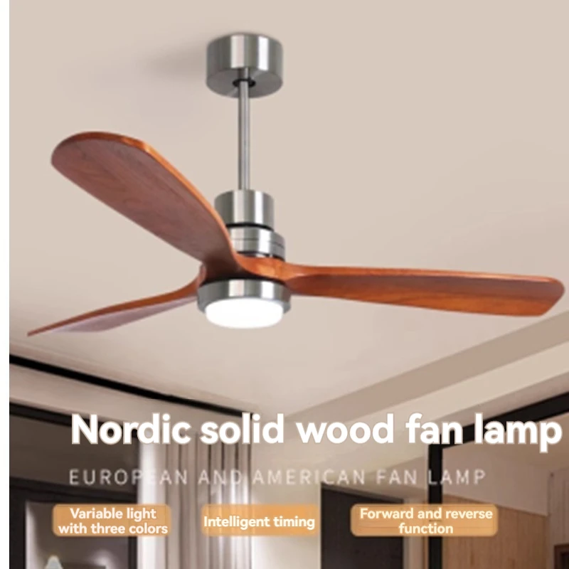 Single solid wood ceiling fan for living room and bedroom, large style, minimalist design.