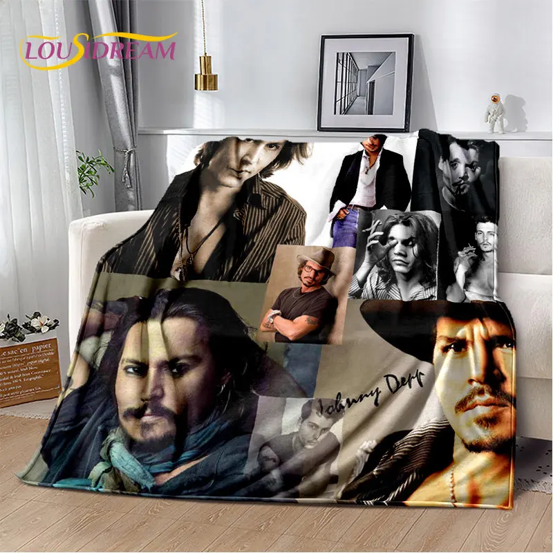 Couverture en peluche douce série Johnny Depp, couverture en flanelle imprimée en 3D, pour salon, chambre à coucher, canapé, housse de pique-nique