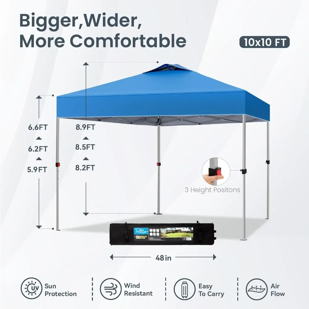 Imagem -05 - Outdoor Pop up Canopy Camping Campaign Houses Tenda ao ar Livre Sun Shelter Series Party Tent 10 x 10 100 Pés Quadrados de Sombra Azul Mesh Mesh