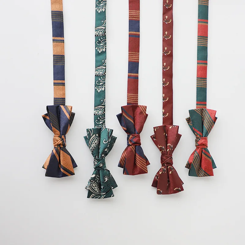 Nministériels d Papillon à Rayures Rouges et Brunes pour Adulte, Gentleman, Marié, ixde Mariage, Banquet, Style Coréen, Nouveauté