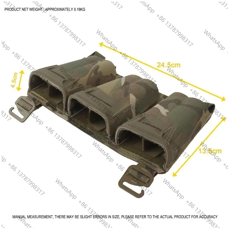 Tactical Multi-Caliber Triple Mag Pouch M4 5.56 7.62x39 PCC 9mm Extended Glock Magazine Front Placard G Hook MOLLE Bag Hunting