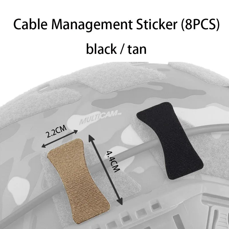 Kits de gerenciamento de cabos para capacete tático, fios de comandos nvg, organizador coletado, tiras de gancho e laço, acessórios de caça airsoft, 8 peças