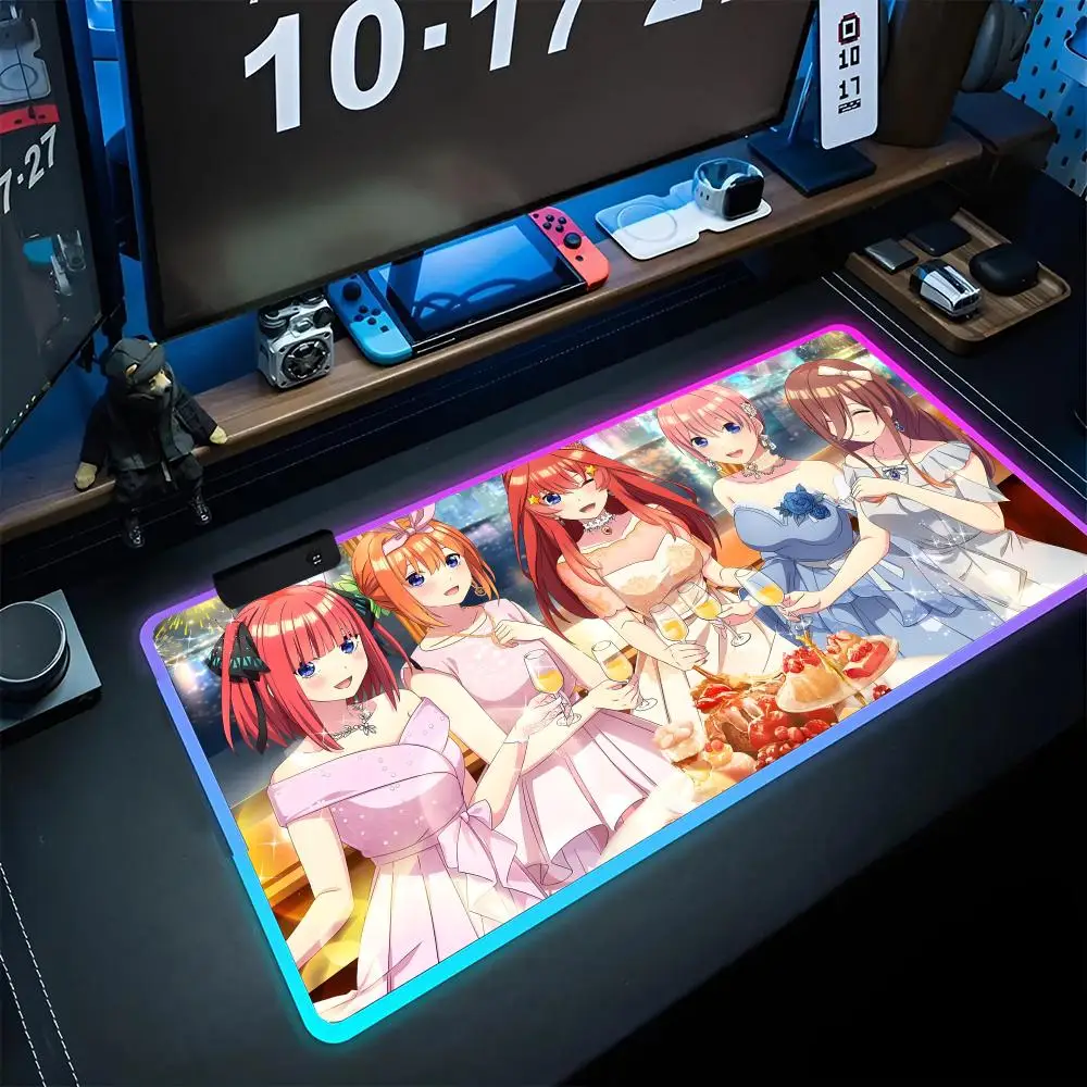 

The Quintessential Quintuplets Mouse Pad game RPG 40x90cm Mouse Mat Gaming Mousepads LED Keyboard Mats Luminous Desk Pads Mouse