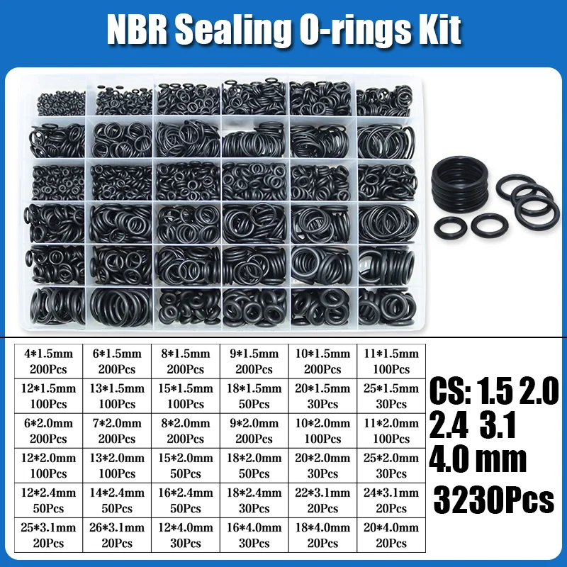 O-Ring NBR Dichtungsscheibe Sanitär Dichtung Dicke 1/1,5/2,0/2,4/3,1/4,0 Nitril-Butadien-Gummi Abstandshalter Ölbeständigkeit Oring Kit – Detail 6