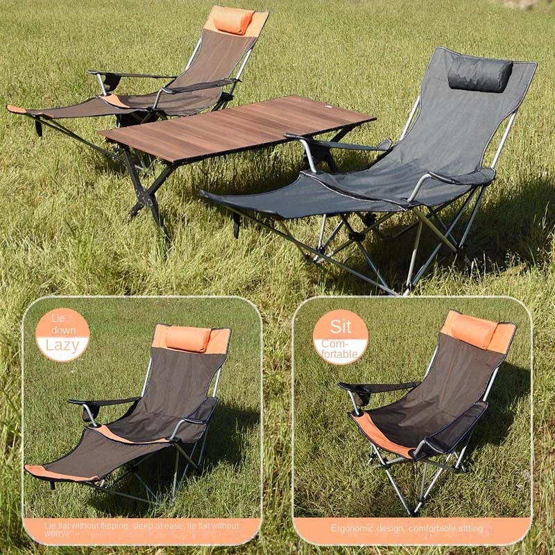 Camping Folding Portable Mesh Chair with Removabel Footrest Beach Sun Patio Chaise Lounge Chair Pool Lawn Lounger