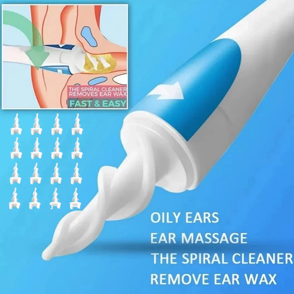 

Soft Portable Spiral Ear Oil Remover Ear Oil Remover for Adults and Children 16 Head Ear Wax Cleaning Tool
