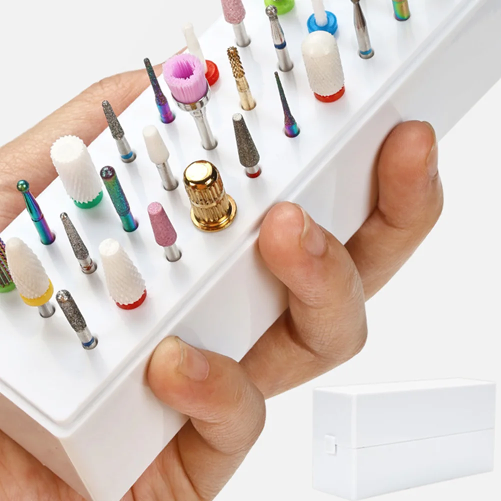 

3Pcs Nail Drill Bits ganizer Pink White Black Storage Box for Manicure Practice Nail Art Salons Grinding Head Holder Display