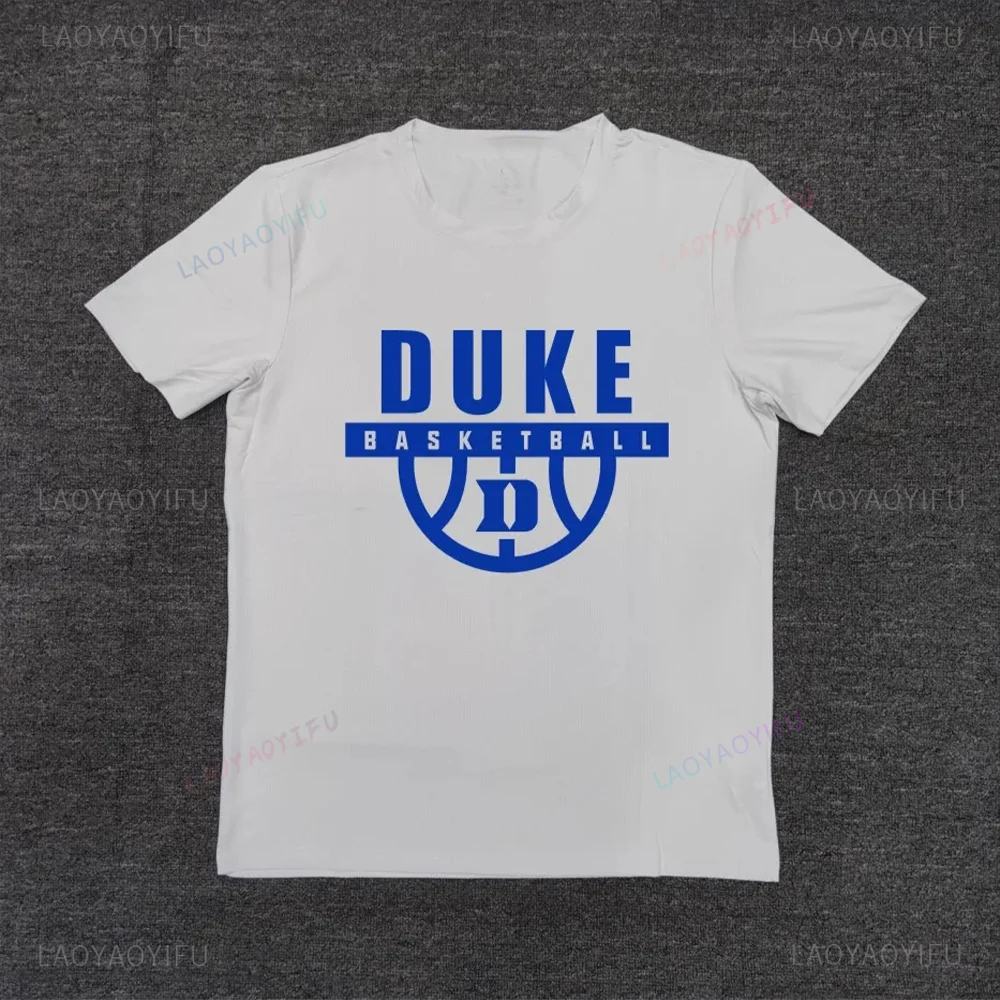 تي شيرت Duke North Carolina University لكرة السلة إصدار 2025 للجنسين بأكمام قصيرة ملابس رياضية غير رسمية لفريق الكلية