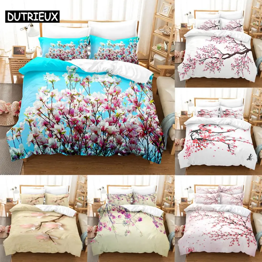 

Floral Duvet Cover Sets Double Bed Scenic Quilt Cover Single Bed Queen Bedding Set With Pillowcase 220x240cm 3PCS 2PCS Polyester